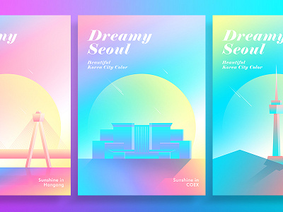 Dreamy Seoul building city color gradient korea light seoul shine