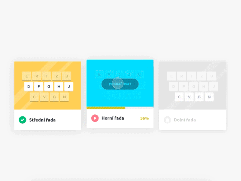 Animated cards of courses animation card course illustration list principle prototype ui ux web