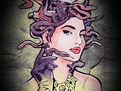 Medusa art cartoon character design ilustration vector