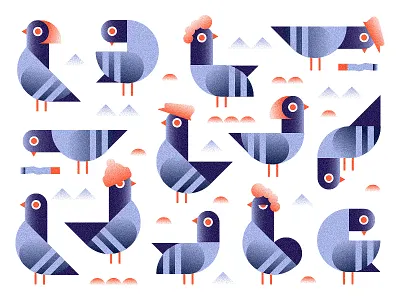 Pigeons bird cigarette darling dove flock logo minimalism party pigeon shape