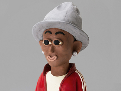 PHARREL FOR HIGHSNOBIETY caricature character clay faces fashion modelling pharrel plasticine portrait rapper sculpting