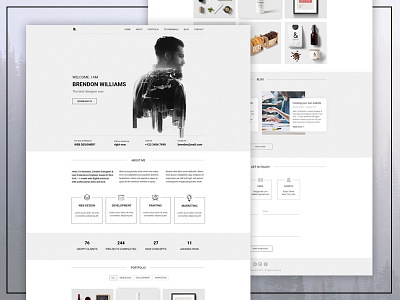 Brendon - Minimal Personal Blog Portfolio PSD Template blog brendon creative cv grey landing page light minimal personal photographer portfolio resume