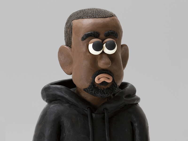 KANYE FOR HIGHSNOBIETY caricature character clay face modelling plasticine rapper swag