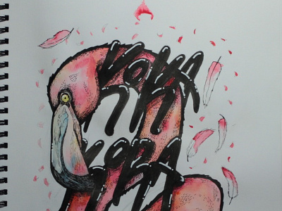 Flamingo brush brushes copic drawing illustrator marker pencil photoshop posca watercolor