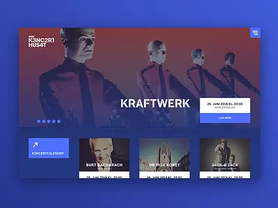 DR KONCERTHUSET shot #1/ Events architecture blue concert venue design music shop ui venue webshop