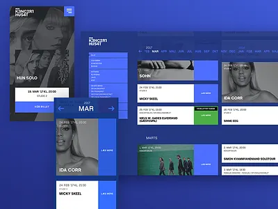 DR KONCERTHUSET shot #2/ Calendar architecture blue calendar concert venue design music shop ui venue webshop