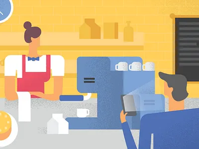 Security Tips - Small Business 2d bar clock coffee cups facebook flat phone