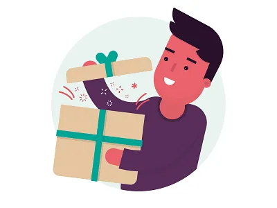 Gift box cadeau character fun gift happy poef present ribbon yay