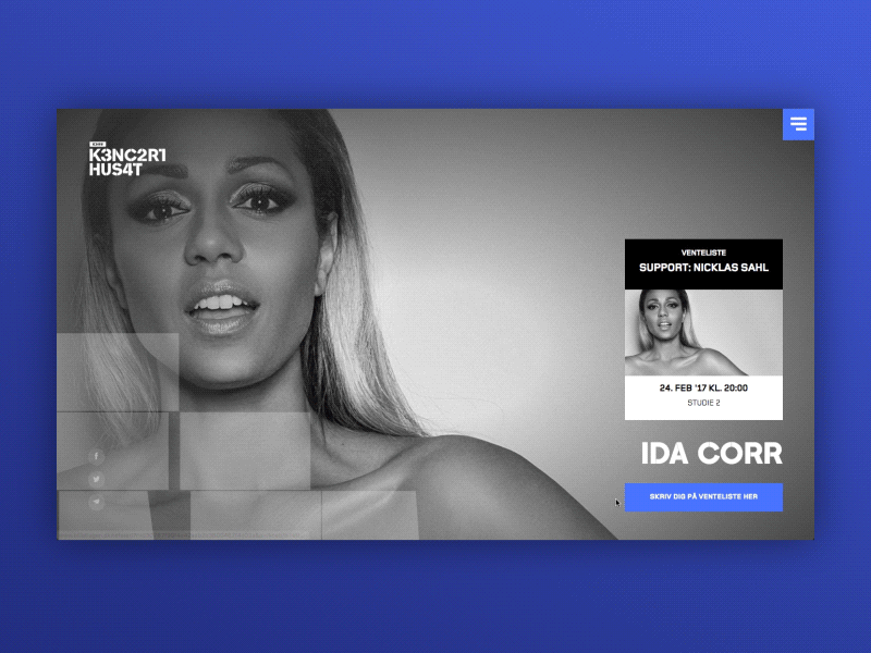 DR KONCERTHUSET shot #5/ Studio 2 animation architecture blue concert design event eventpage music scrolling ui venue webshop