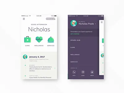 Health App Landing concept health icons ios landing nav navigation timeline