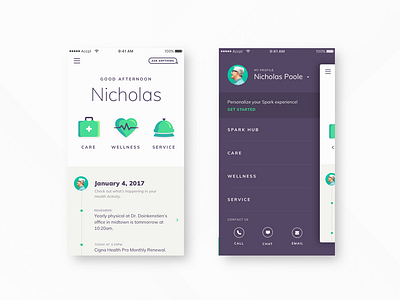 Health App Landing concept health icons ios landing nav navigation timeline