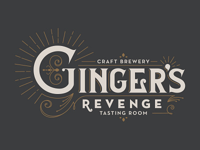 Ginger's Revenge Craft Brewery & Tasting Room 1930s alcohol asheville beer beverage brewery brewing cocktail bar deco filigree ginger gluten free logo design north carolina retro type type mark vintage wnc