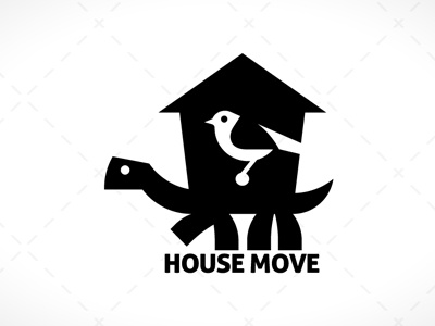 Cute Bird & Turtle Moving House Logo For Sale bird house logo moving sale storage turtle twitter