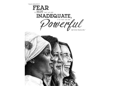 Why I March - Quote drawing feminism feminist graphite ilhan omari kamala harris kate brown portraits women womensmarch