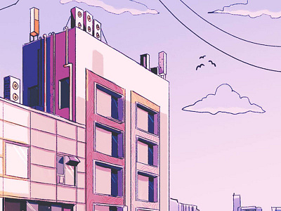 Taipei birds city cityscape clouds gradient illustration sunset taipei