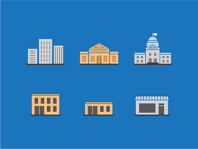 Micro Building Icons basic capitol city collection home house icon set simple