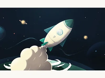 Rocket Launch colors cosmo illustration paulo planets rocket sao space spaceship ui