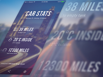Car Stats UI Design bluetooth car city dashboard stats vehicle
