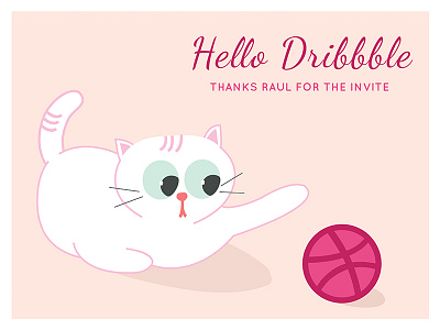 Hello Dribbble debut shot dribbble hello kitty play thank you