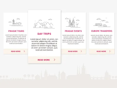 Travel Site Category Cards illustration prague. webdesign travel vector