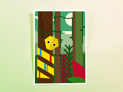 Mr Snake cute jungle kids rainforest snake vector