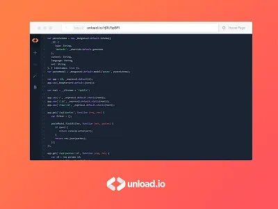 Code page for Unload.io cindr.io code display landing page logo logotype open source unload unload.io