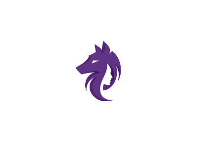 She Wolf girl kreatank lady logo negative space purple wolf women