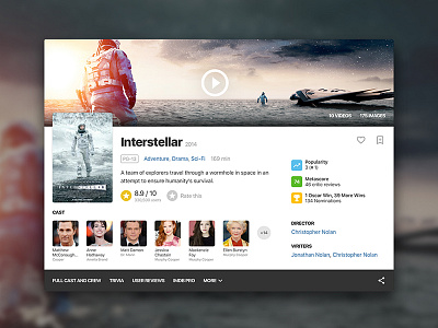 IMDb Movie Card card imdb interestellar movie product design ui ux