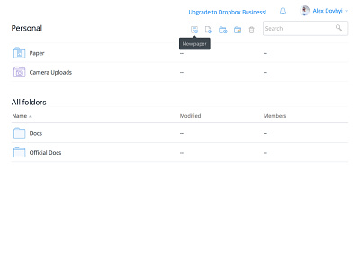 Dropbox Paper inside Dropbox app clean dropbox dropbox paper file folder icon paper web white