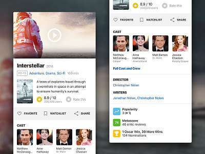 IMDb Movie Card (mobile) card imdb interestellar movie product design ui ux