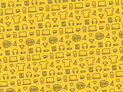 Monocromatic Brand Pattern brain fist pump headphones heart icon lacriox pattern trophy tshirt