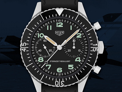 Heuer Bundeswehr 1551SGSZ Sternzeit Reguliert Watch Illustration automatic bundeswehr heuer heuer bund icon illustration sketch sketchapp vector vintage watch