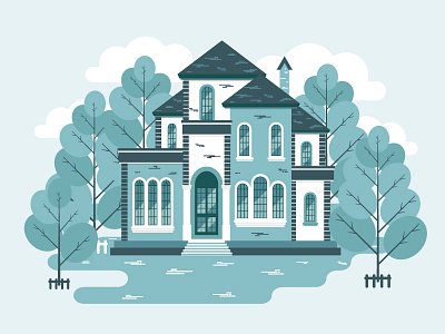 Blue House blue colors cool house illustration minimal simple