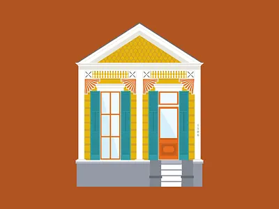 Yellow House architecture building house illustration louisiana new orleans nola shotgun vector yellow