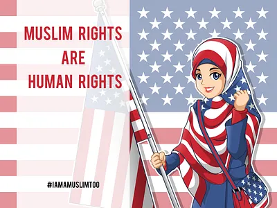 Today I Am A Muslim Too Cartoon Character american character design headcover headscarf hijab iamamuslimtoo mascot muslim ny scarf woman