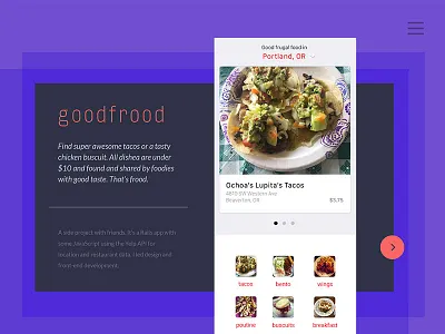 goodfrood bento biscuits breakfast food javascript poutine rails sass tacos wings
