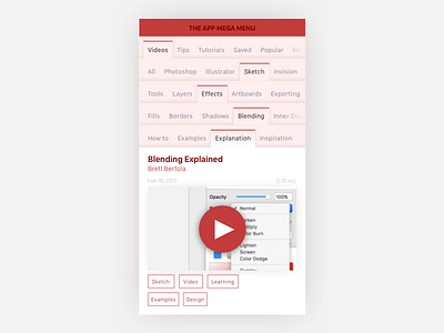 Daily UI 53 Header Navigation app daily ui mega menu red
