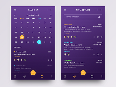 Task Manager Dark android app dark ui design ios mobile photoshop planner project manager ui user interface ux