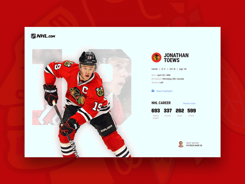 Daily UI 006 - user profile animation daily design motion nhl profile ui user