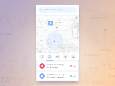 Navigation Screen android app best dribbble shot distance ios ui ux location mobile navigation review tab search zoom