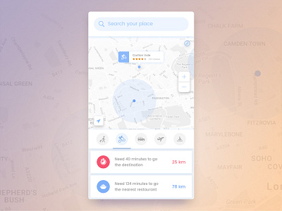 Navigation Screen android app best dribbble shot distance ios ui ux location mobile navigation review tab search zoom