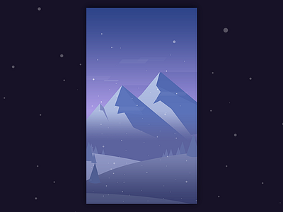 Snowy mountains flat illustration mountains snow winter