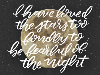 of the night brush lettering calligraphy hand lettering lettering moon pentel starry night stars warm up