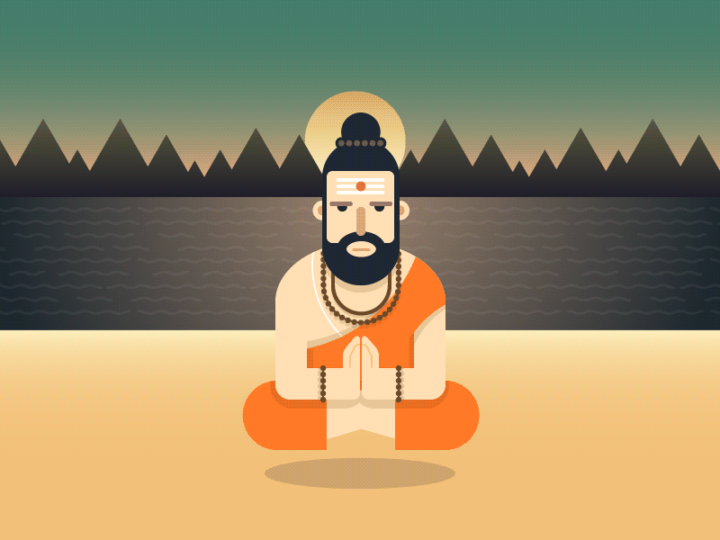 Guru animation gif guru illlustration mountain nature river