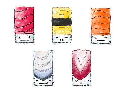 Sushi Family Set 1 illustration sushi