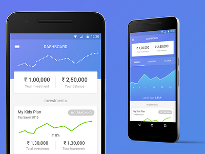 Wealthy Dashboard android app dashboard gradient interaction investment uiux