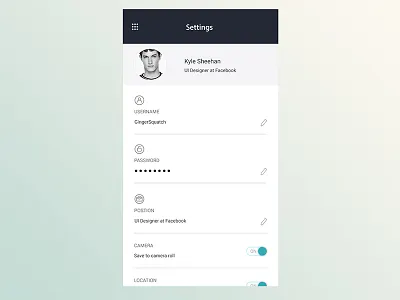 User landing Page - Settings app design application graphic design graphical user interface ui design user experience user interface design ux design ux mobile design web design