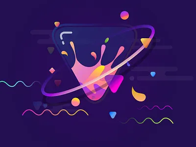 Fantastic Planet colors gradient illustration universe vector water drops