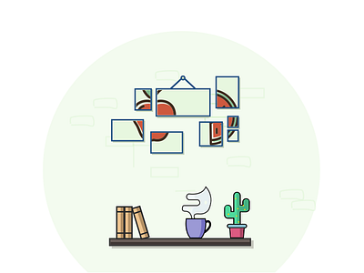 Oh paintings cactus illustration paintings shelf tea