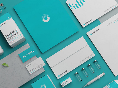 Provumex blue brand branding business cards design icon logo medical pharmaceutical vet